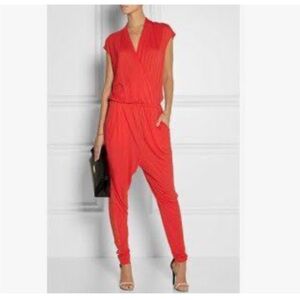 NWT By Malene Birger Red Uminni Silk Panel Jumpsuit
